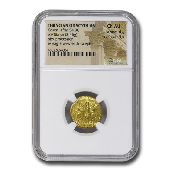 Thracian/Scythian Gold Stater Coson (after 54 BC) Ch AU NGC Thracian/Scythian Gold Stater Coson (after 54 BC) Ch AU NGC