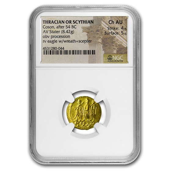 Thracian/Scythian Gold Stater Coson (after 54 BC) Ch AU NGC Thracian/Scythian Gold Stater Coson (after 54 BC) Ch AU NGC