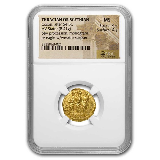 Thracian/Scythian Gold Stater Coson (after 54 BC) MS NGC (4/4)