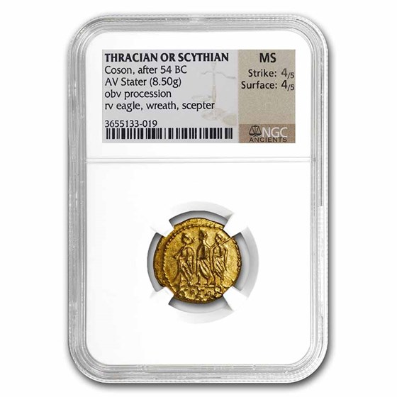 Thracian/Scythian Gold Stater Coson (after 54 BC) MS NGC