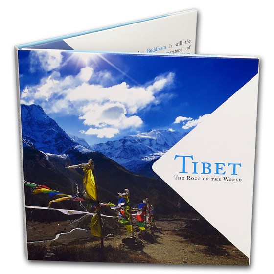 Tibet Silver 1 Tangka Lucky Coin in Decorative Folder