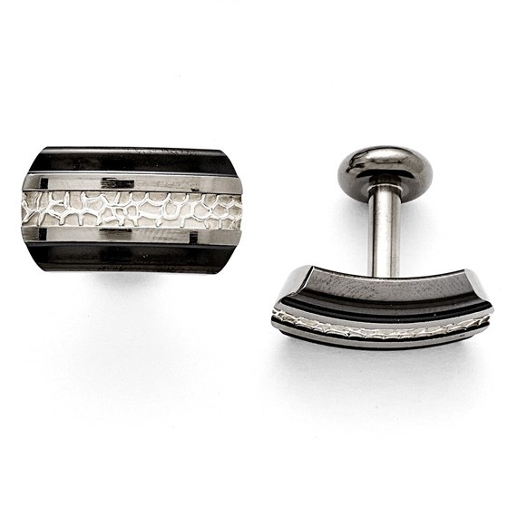 Titanium Black Ti/Sterling Silver Polished Cuff Links Titanium Black Ti/Sterling Silver Polished Cuff Links