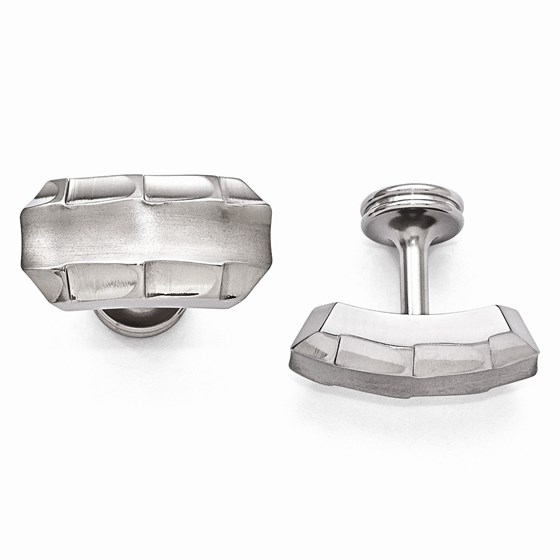 Titanium Brushed & Polished Faceted Edges Cuff Links