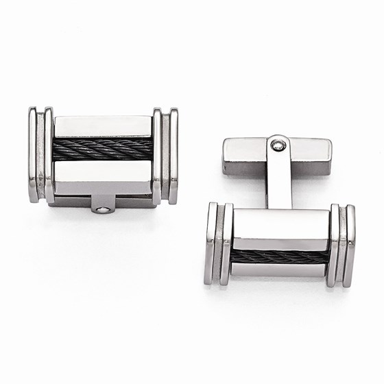 Titanium Cable Rope Polished Cuff Links Titanium Cable Rope Polished Cuff Links