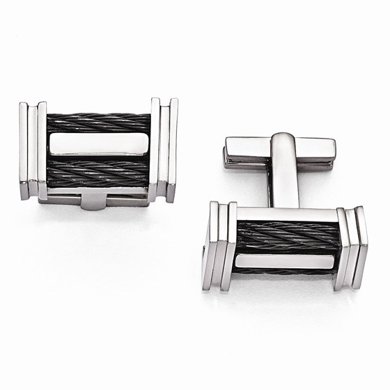 Titanium Cable Twist Polished Cuff Links Titanium Cable Twist Polished Cuff Links