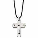 Titanium Leather Cord Cross 18in Necklace - 18 in.