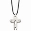 Titanium Leather Cord Cross 18in Necklace - 18 in.