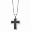 Titanium Polished w/Black CF Inlay Cross Necklace - 22 in.
