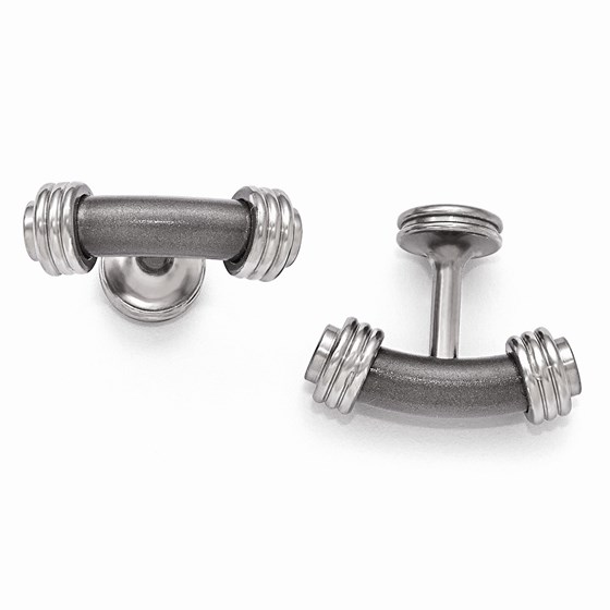 Titanium & Steel Laser Texture/Polished Cuff Links Titanium & Steel Laser Texture/Polished Cuff Links