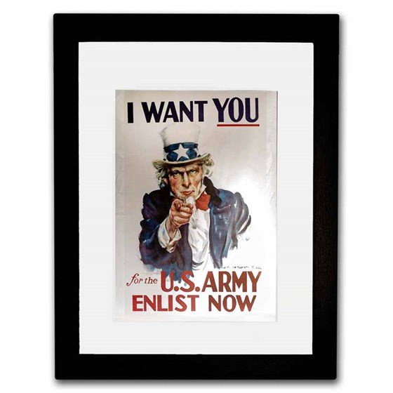 U.S. Army 5x7 Silver Poster w/ Frame - Uncle Sam, "I Want You" U.S. Army 5x7 Silver Poster w/ Frame - Uncle Sam, "I Want You"