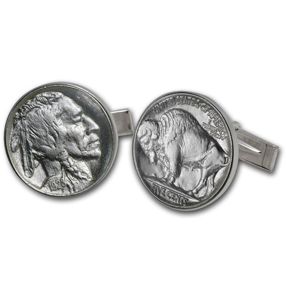 U.S. Buffalo Nickel Sterling Silver Cuff Links U.S. Buffalo Nickel Sterling Silver Cuff Links