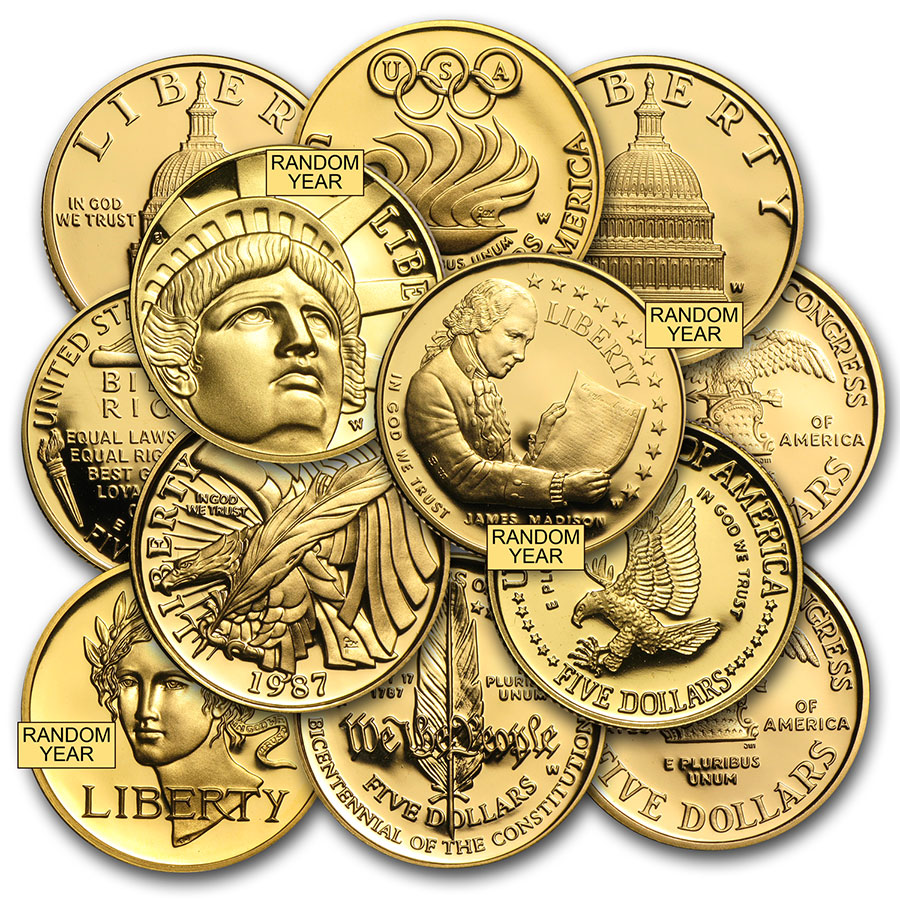 1987 American Gold Eagle 1/10 oz $5 BU coin in U.S Mint Gift Box 