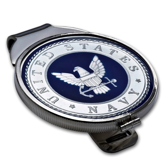 U.S. Navy Silver Enameled Round - Money Clip (Silvertone)