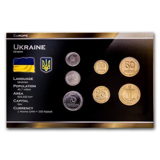 Ukraine 1 Hryvni-1 Hryvnia 7-Coin Set BU Ukraine 1 Hryvni-1 Hryvnia 7-Coin Set BU