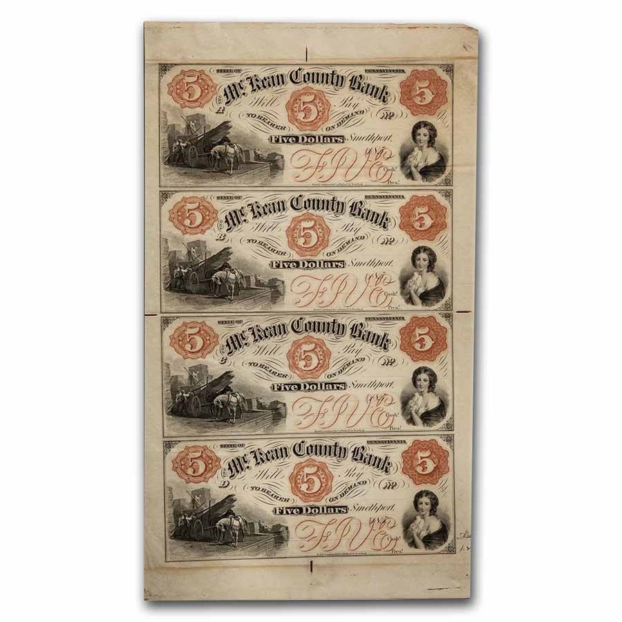 Uncut Sheet McKean County Bank, PA $5 $5 $5 $5 Ch AU