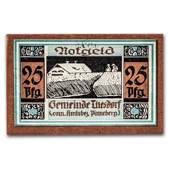 (Undated) Notgeld Thesdorf bei Pinneberg 25 Pfg CU (Blue/Brown) (Undated) Notgeld Thesdorf bei Pinneberg 25 Pfg CU (Blue/Brown)