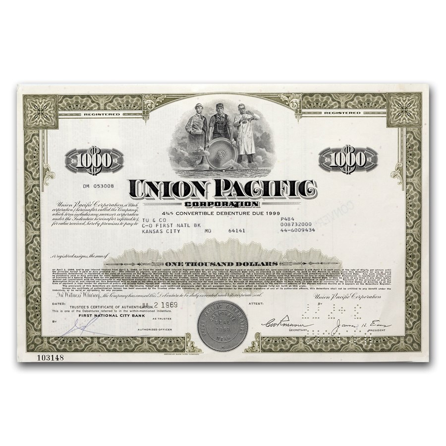 Union Pacific Corporation Stock Certificate