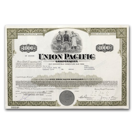 Union Pacific Corporation Stock Certificate Union Pacific Corporation Stock Certificate