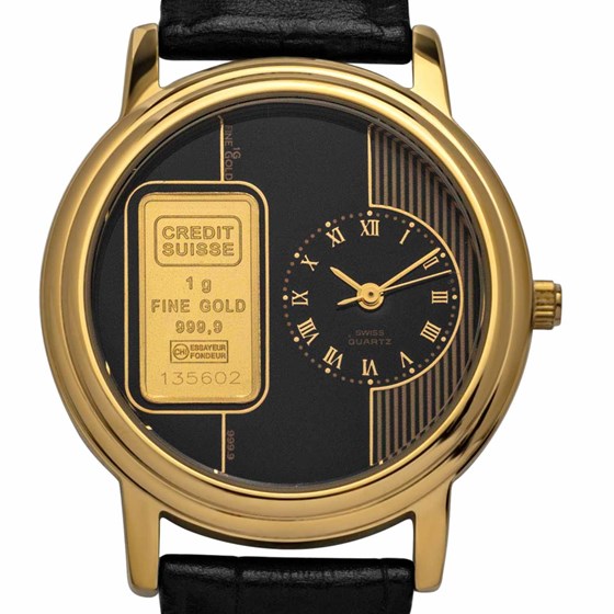 Unisex 1 gram Gold Credit Suisse Gold Tone Watch Unisex 1 gram Gold Credit Suisse Gold Tone Watch
