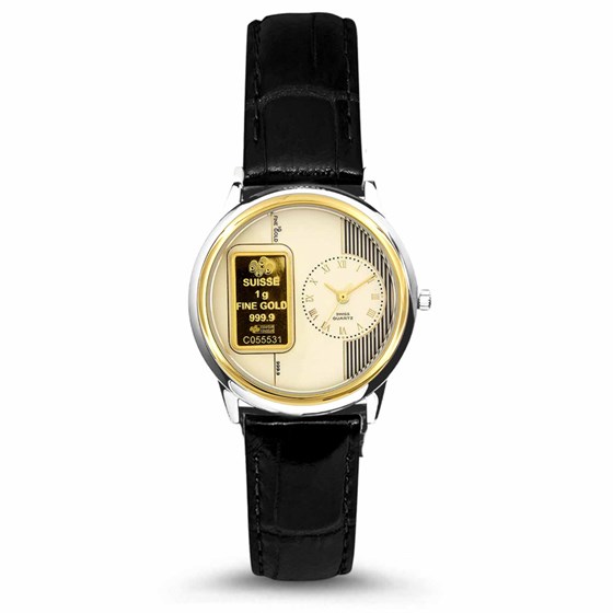 Unisex 1 gram Gold PAMP Suisse Gold Tone Watch With Light Face Unisex 1 gram Gold PAMP Suisse Gold Tone Watch With Light Face