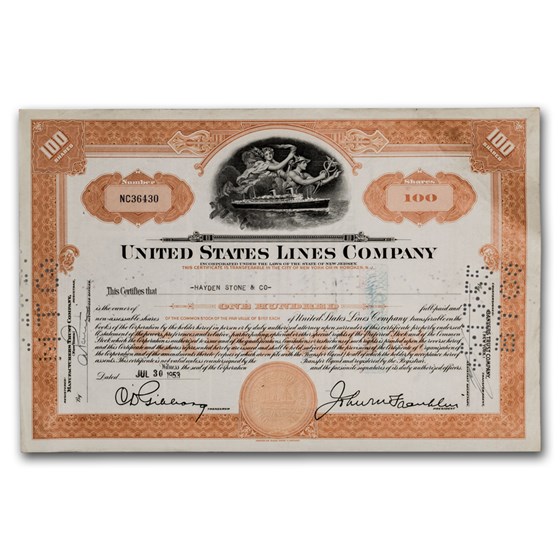 United States Lines Company Stock Certificate United States Lines Company Stock Certificate