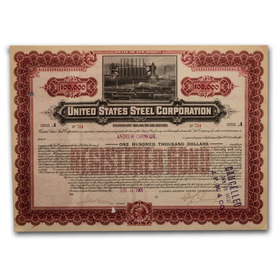 Buy US Steel Corp Stock Issued to Andrew Carnegie APMEX
