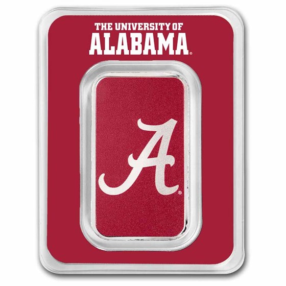 University of Alabama 1 oz Silver Colorized Bar (in TEP) University of Alabama 1 oz Silver Colorized Bar (in TEP)