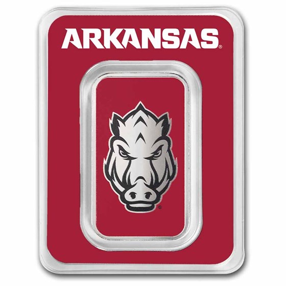 University of Arkansas 1 oz Silver Colorized Bar (in TEP)