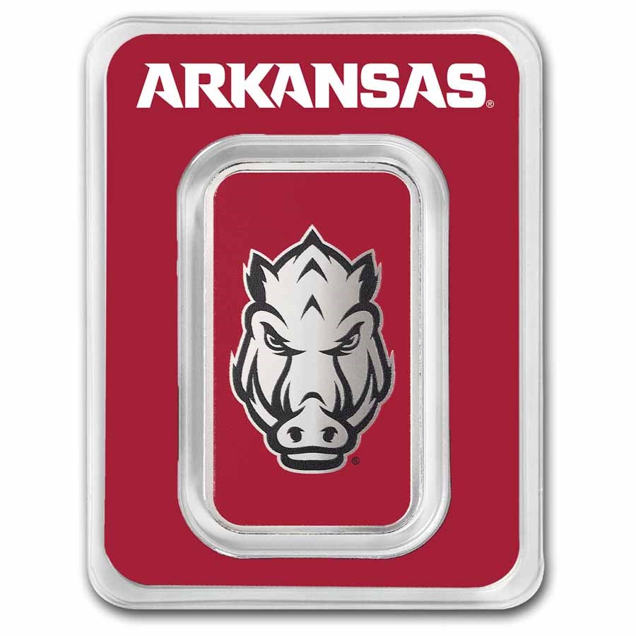 University of Arkansas 1 oz Silver Colorized Bar (in TEP)