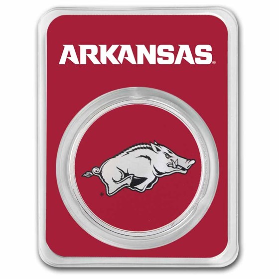 University of Arkansas 1 oz Silver Colorized Round (in TEP)