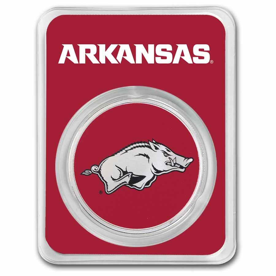 University of Arkansas 1 oz Silver Colorized Round (in TEP)