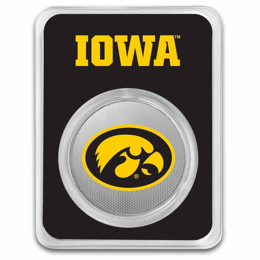 University of Iowa 1 oz Silver Colorized Round (in TEP)