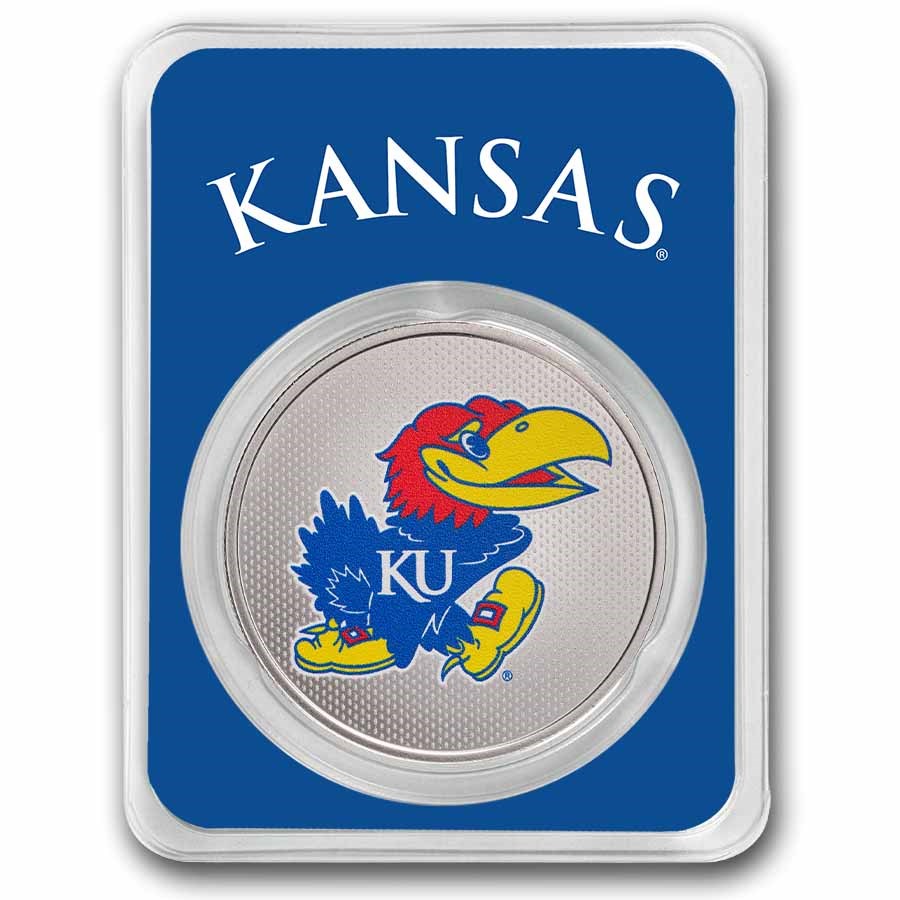 University of Kansas 1 oz Silver Colorized Round (in TEP)