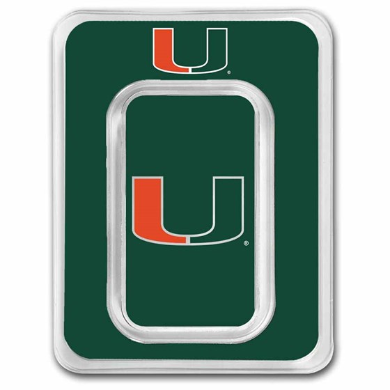 University of Miami 1 oz Silver Colorized Bar (in TEP)