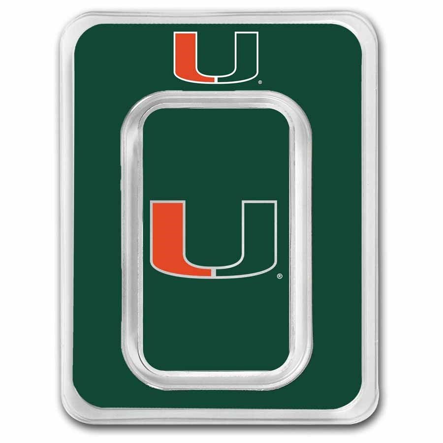 University of Miami 1 oz Silver Colorized Bar (in TEP)