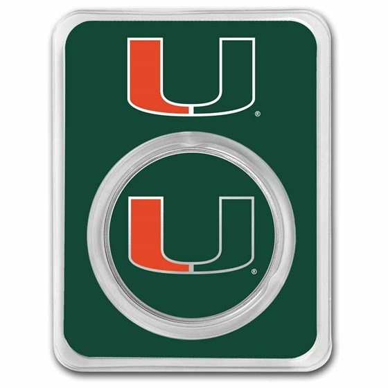 University of Miami 1 oz Silver Colorized Round (in TEP) University of Miami 1 oz Silver Colorized Round (in TEP)