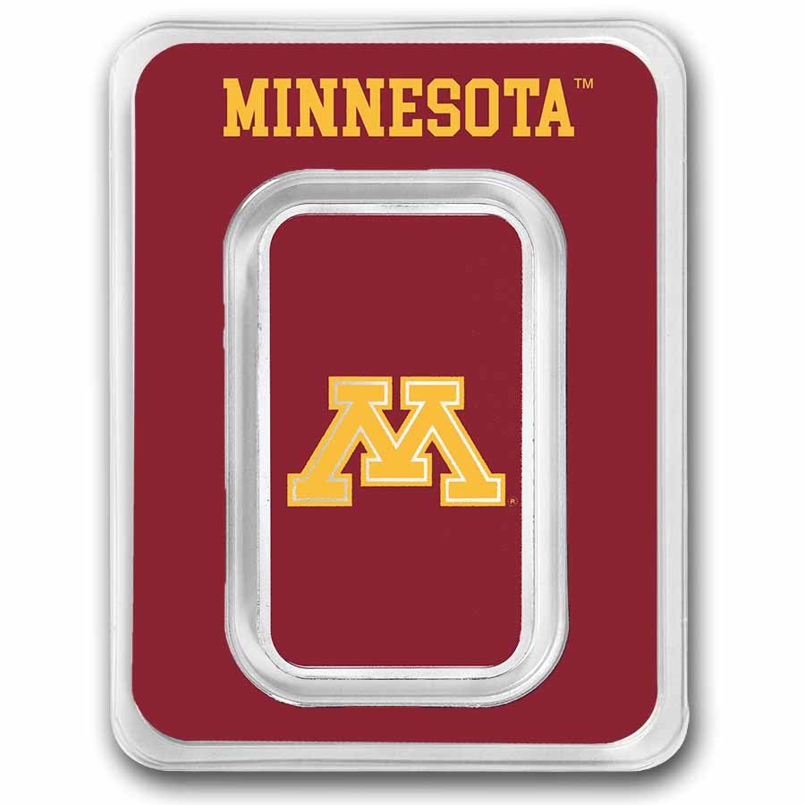 University of Minnesota 1 oz Silver Colorized Bar (in TEP)