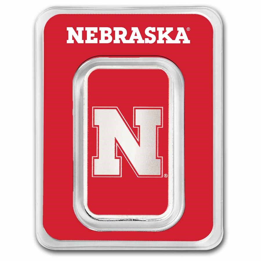 University of Nebraska 1 oz Silver Colorized Bar (in TEP)