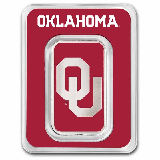 University of Oklahoma 1 oz Silver Colorized Bar (in TEP)