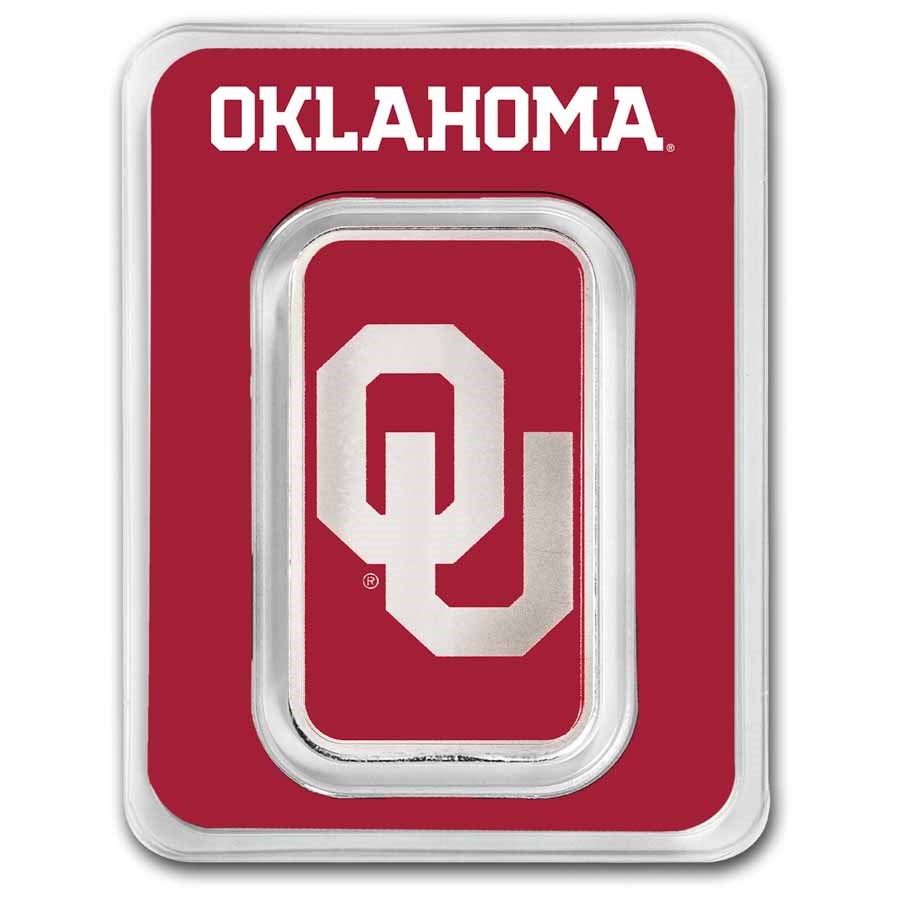 University of Oklahoma 1 oz Silver Colorized Bar (in TEP)