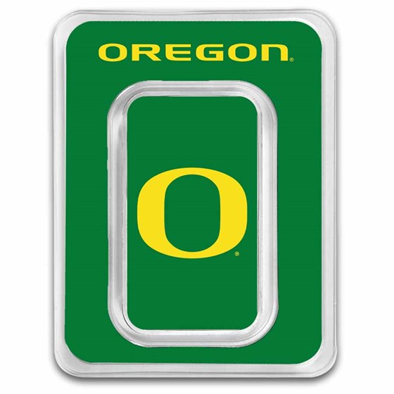 University of Oregon 1 oz Silver Colorized Bar (in TEP)