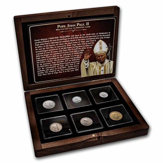 Vatican City Pope John Paul II 50-200 Lire 6-Coin Set BU Vatican City Pope John Paul II 50-200 Lire 6-Coin Set BU
