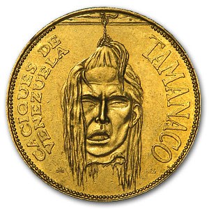Venezuela 20 Gramos Gold De Oro Puro Decapitated Design Venezuela 20 Gramos Gold De Oro Puro Decapitated Design