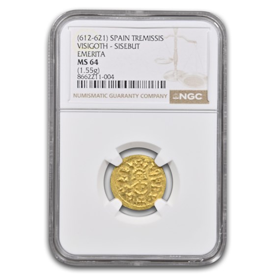 Visigoths Gold Tremissis Sisebut (612-621 AD) MS-64 NGC