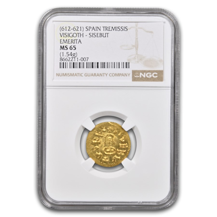 Visigoths Gold Tremissis Sisebut (612-621 AD) MS-65 NGC