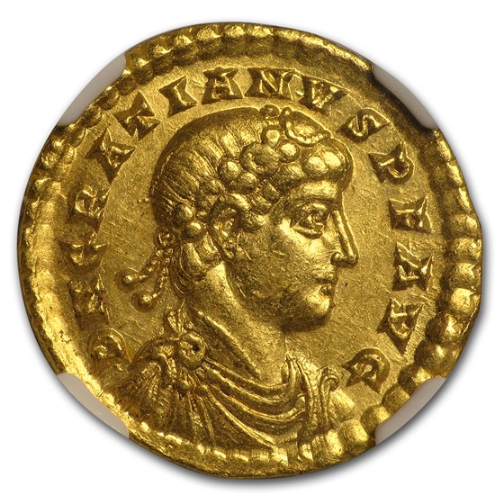 Western Roman Gold Solidus Emper. Gratian (367-383 AD) AU* NGC Western Roman Gold Solidus Emper. Gratian (367-383 AD) AU* NGC