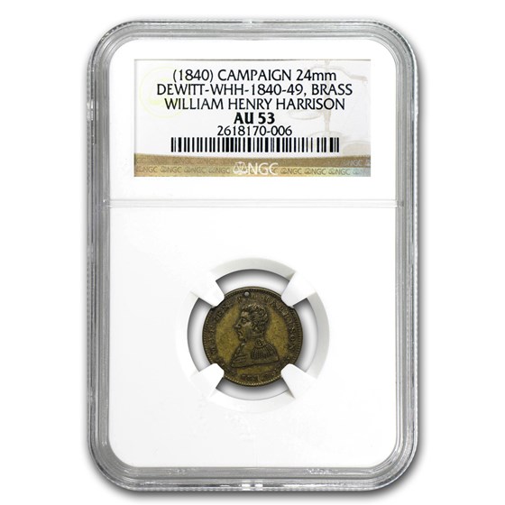 William Henry Harrison 1840 Presidential Campaign Medal AU-53 NGC