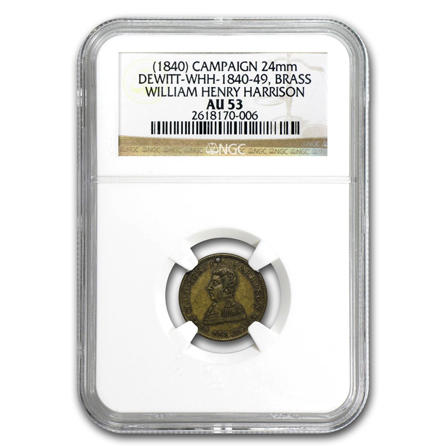 William Henry Harrison 1840 Presidential Campaign Medal AU-53 NGC