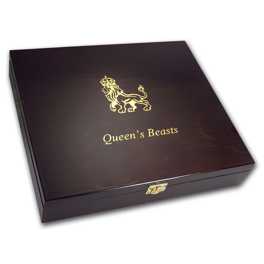 Wooden Presentation Box - GB 10 oz Silver Queen's Beasts Series