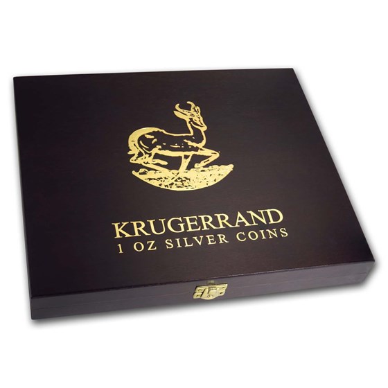 Wooden Presentation Box - South African 1 oz Silver Krugerrands Wooden Presentation Box - South African 1 oz Silver Krugerrands